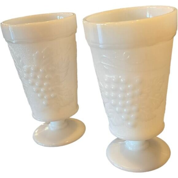 Vintage Grape Vine Pedestal Goblets Set of 2 6" Tall - Picture 5 of 6